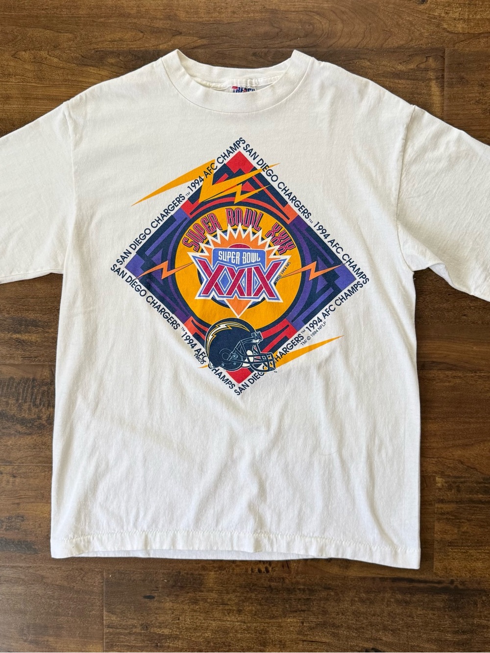 Vintage 1994 San Diego Chargers Super Bowl XXIX T Shirt NFL Made USA Size Large